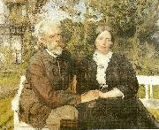 Julius Paulsen laurits tuxen og hustru frederikke i haven ved villa dagminne i skagen oil painting reproduction